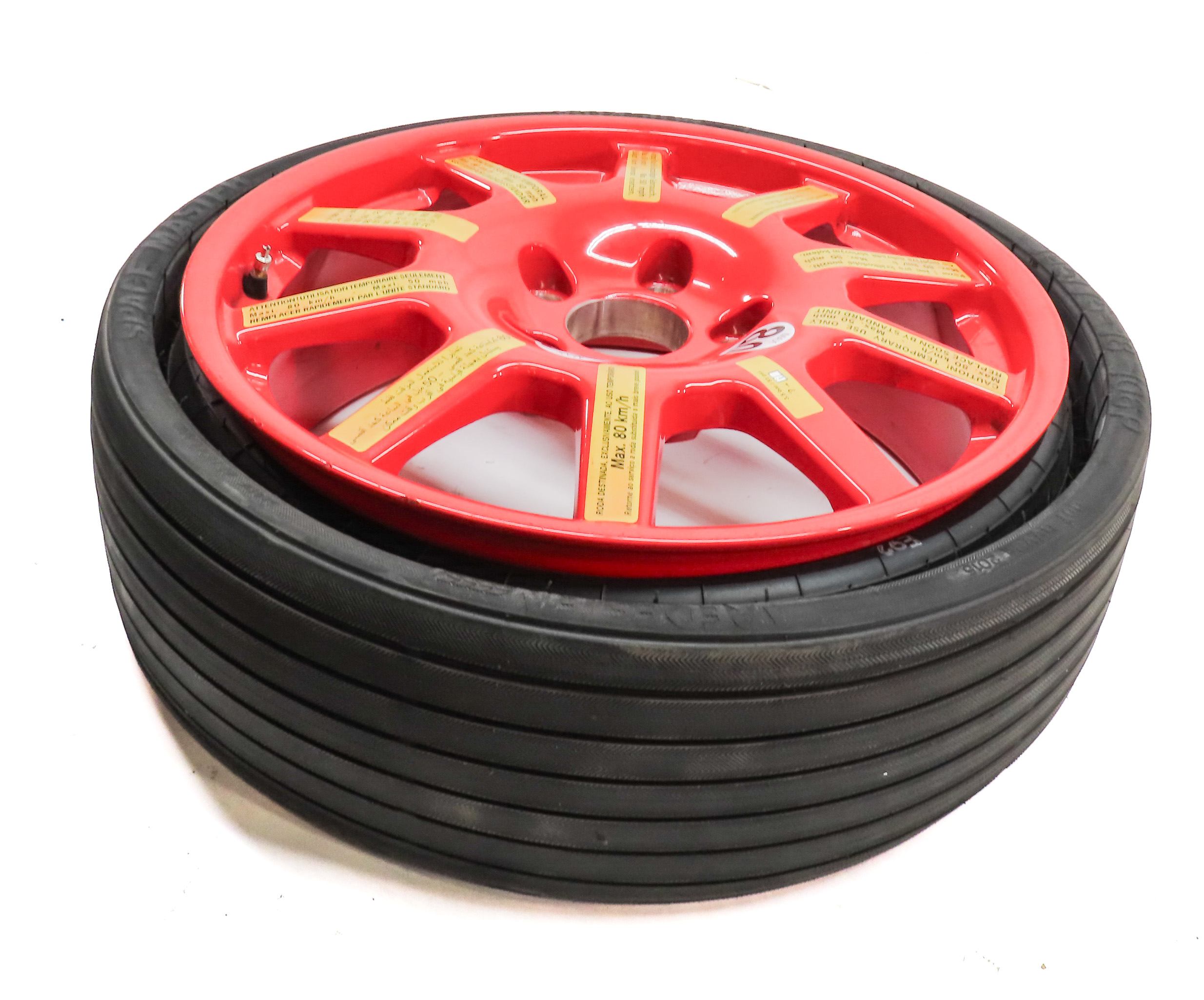 20123-2018 PORSCHE CAYENNE (958) 18x6.5 ALUMINUM ALLOY WHEEL SPARE TIRE (RED) — exact item pictured